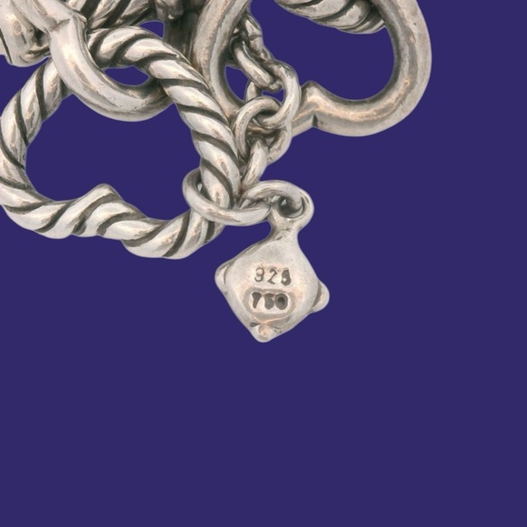 David Yurman 925 Sterling Silver 750 18 Kt Gold David Yurman Heart Bracelet Auth - Picture 8 of 15